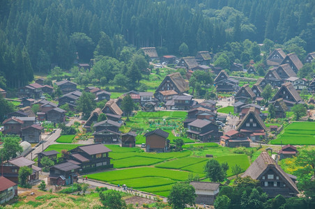 天线风景春日本历史古老的白川越村旅游图片