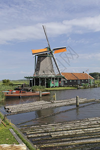 电历史安斯在Zaandam或ZaanseSchansNeterhlands荷兰欧洲旅游者喜爱的欧洲风车和老式荷兰图片