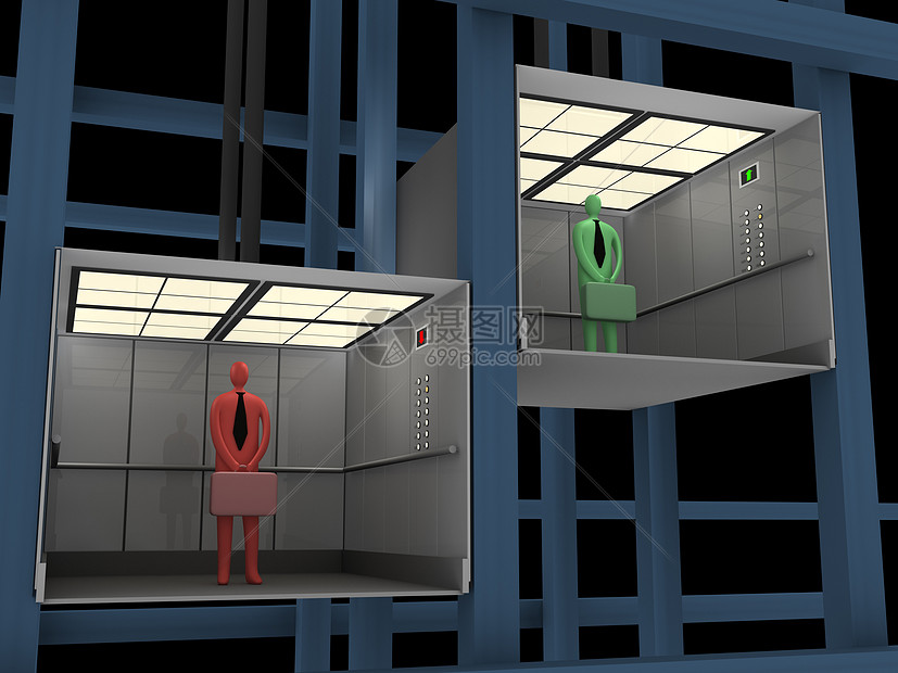商业电梯建筑商务人士插图骨骼公司办公室失败计算机工作图片