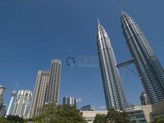 吉隆坡天线高楼办公室景观城市建筑学摩天大楼天空双胞胎蓝色建筑图片
