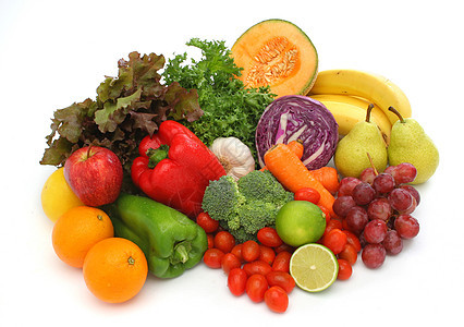 五颜六色的新鲜蔬菜和水果菜花平衡胡椒紫色香蕉食物橙子柠檬作品萝卜图片