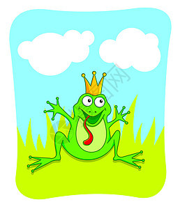 青蛙王子绿色国王评书卡通片插图两栖动物蟾蜍情人童话神话图片