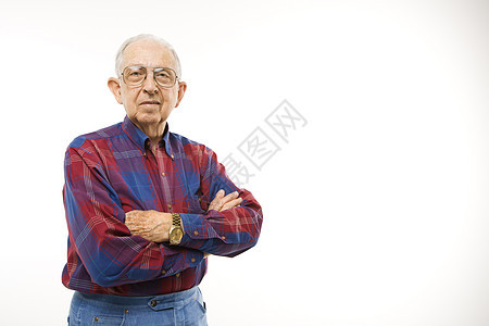老人的肖像男人衬衫格子照片男性观众眼神水平老年成年人图片