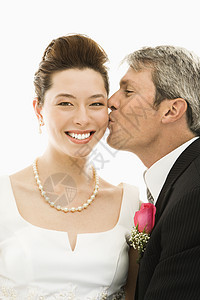 Groom亲吻新娘丈夫夫妻婚姻妻子眼神婚礼图片