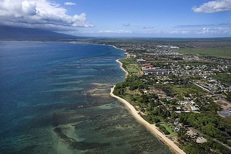 夏威夷毛伊岛热带酒店假期海洋天线水平支撑视图海岸线海滩图片