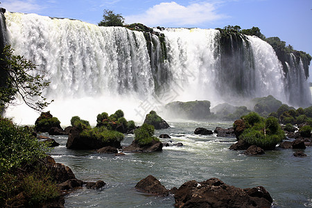 伊瓜苏 Iguazu Iguau 瀑布  大型瀑布高度荒野流动岩石淡水绿色森林图片