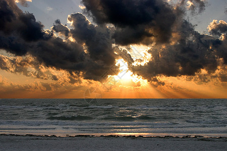 强大的海滩沙滩日落图片