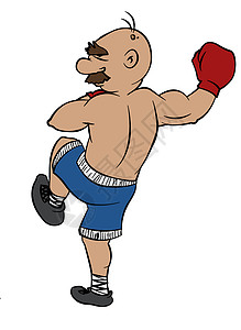拳箱式卡通片运动短裤短袜拳击手拳击斗争插图手套男人图片