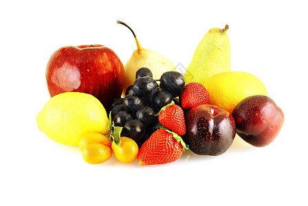 各种新鲜的 成熟的水果柚子叶子李子甜点浆果团体食物橙子农业柠檬图片