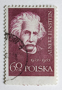 阿尔伯特·爱因斯坦用波兰的旧邮票印章图片