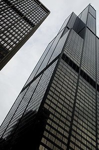 芝加哥建筑结构奢华都市公寓摩天大楼办公楼业务成就大楼黑与白图片