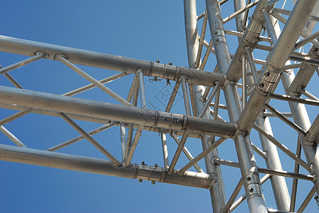 金属建筑工程蓝色项目银白色配件线条螺栓建筑学力量工业截面图片