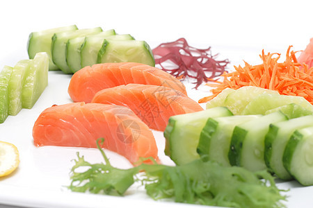 鲑鱼饮食钥匙鱼片寿司美食餐厅橙子萝卜沙拉烹饪图片