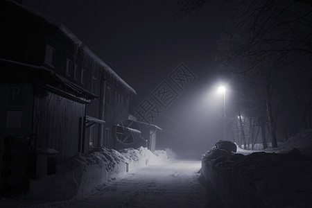 深雾夜 配有街灯图片