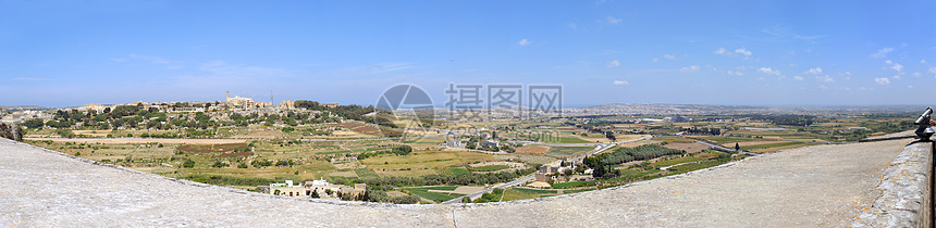 马耳他全国概况房子爬坡场地全景体育场农村石头天空活力地平线图片