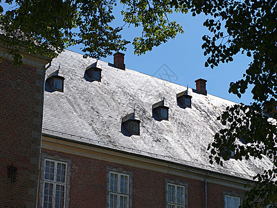 屋顶大 有阁楼窗户的宿舍图片