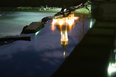 晚安 大街 灯笼 河背景图片