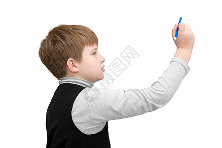 带笔的中学生衣服拼写童年男生专注学习学生课堂白色孩子们图片