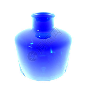 蓝烟花陶瓷白色花瓶插图陶器制品玻璃桌子背景图片