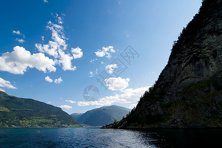 挪威 Fjord 风景全景旅行运河天空蓝色力量卡片海洋国家峡湾图片