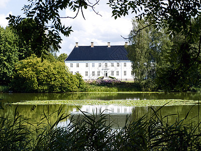 位于丹麦湖边的大型美丽豪宅住宅建筑农场农业森林牧场院子贷款面积财产图片