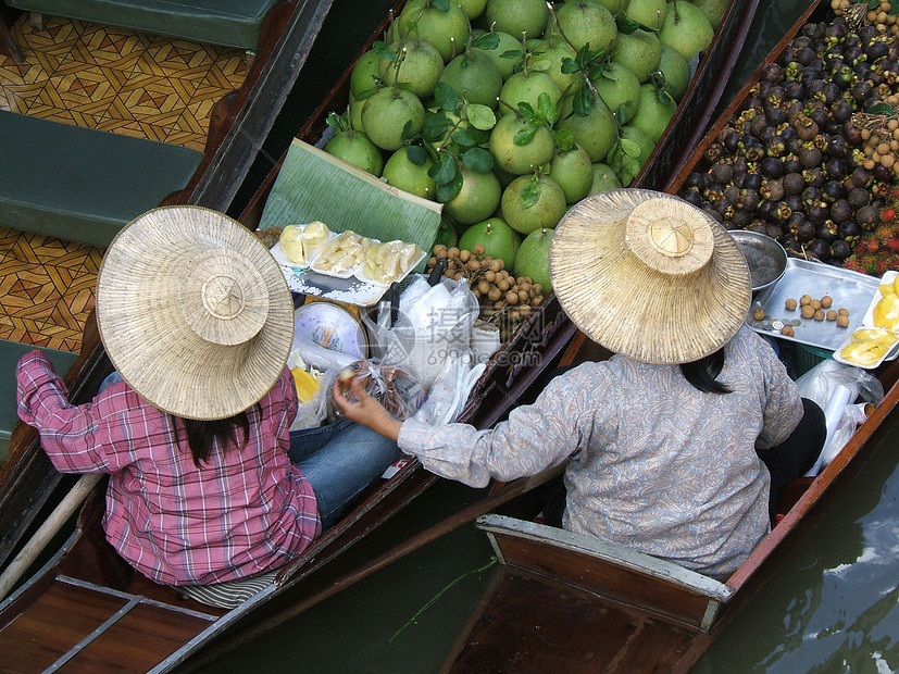 泰国市面波动市场旅游假期活动杂货店旅行运输帽子女士食物乡村图片