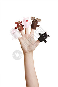 手指木偶乐趣展示奶牛家庭孩子娱乐玩物故事童话女孩图片