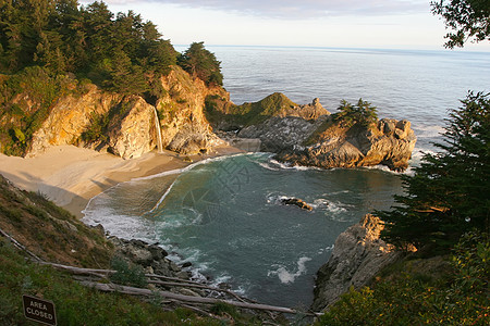 大南波浪海洋岩石海岸操作日落蓝色悬崖沿海瀑布图片