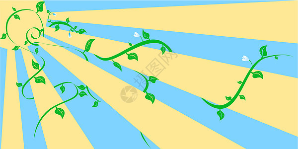 春太阳曲线阳光日出绘画叶子生长植物艺术漩涡背景图片