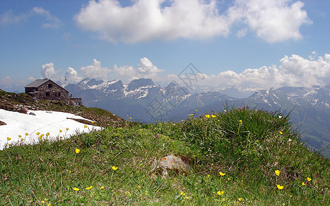 山棚荒野游客高山全景天空环境旅行顶峰地块远足图片