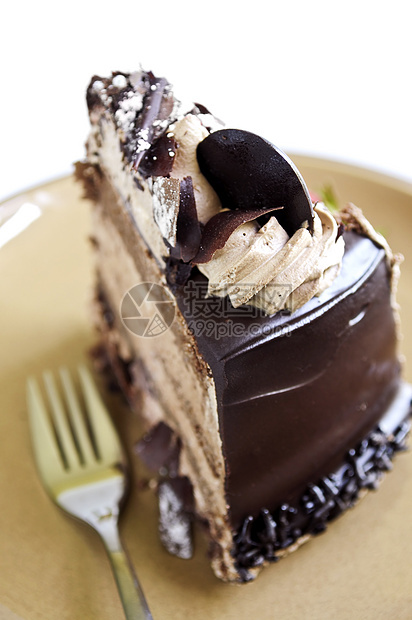巧克力蛋糕切片鞭打甜点诱惑育肥餐厅款待装潢美食冰镇巧克力图片