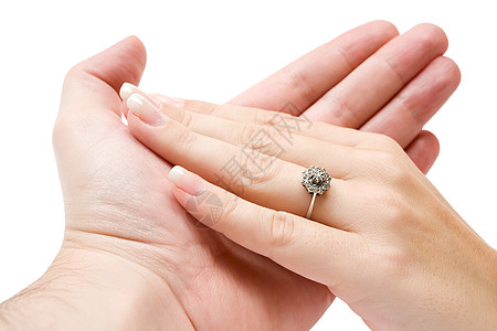 手握手夫妻友谊首饰钻石压痛珠宝戒指伙伴男朋友恋人图片