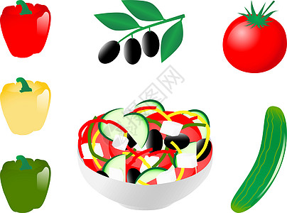 蔬菜沙拉食物卫生小吃黄瓜保健茶点美食胡椒插图杂货图片