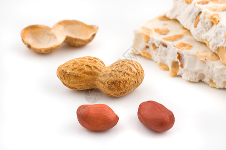 诺加特和花生种子食物核心产品坚果宏观水平棕色小吃糖果图片