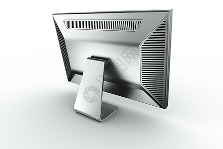 铝中的监视器渲染晶体管电子控制板展示背面屏幕计算机技术白色图片