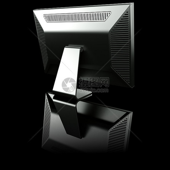 铝中的监视器屏幕技术晶体管反光展示电子黑色桌面宽屏薄膜图片