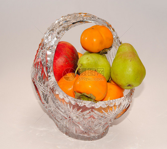 水晶体饮食沙拉折射收成花瓶石榴维生素水果市场水晶图片