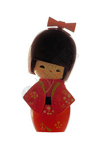 日本玩偶工艺木头娃娃玩具红色和服黑色图片