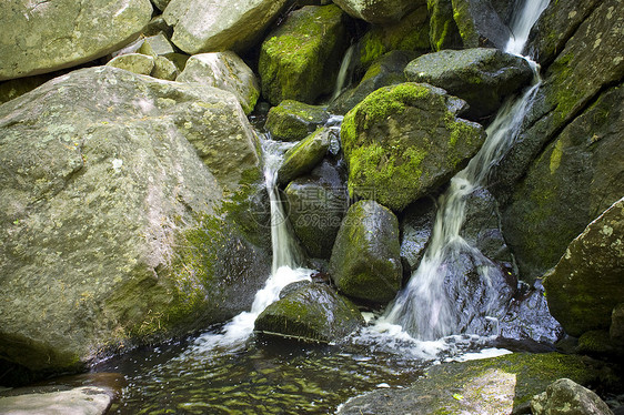 瀑布公园山脉叶子石头美丽苔藓植物荒野农村岩石图片