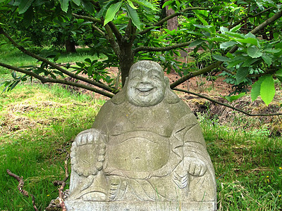 欢笑的佛祖菩萨石头宗教背景图片