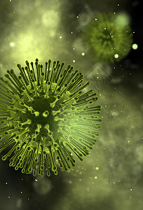 流感病毒病毒显微镜绿色生物病菌微生物流感背景图片