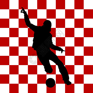 在背景中悬挂克罗拉旗的足球运动员街道插图世界团队游戏玩家旗帜分数跳棋国家图片