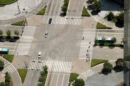 车 路中国城市的十字路口背景