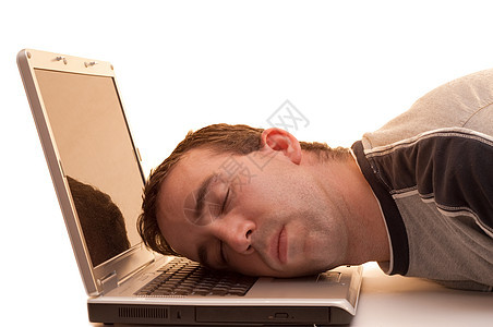 工作睡觉男性睡眠工人电脑键盘笔记本商业公司白色男人图片
