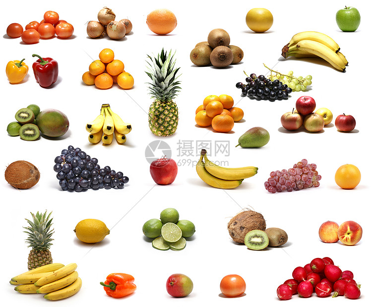 白上孤立的水果营养树叶柚子蔬菜作品果汁柠檬异国浆果洋葱图片
