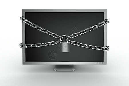 挂锁监视器晶体管链式渲染计算机安全液晶桌面宽屏屏幕技术图片
