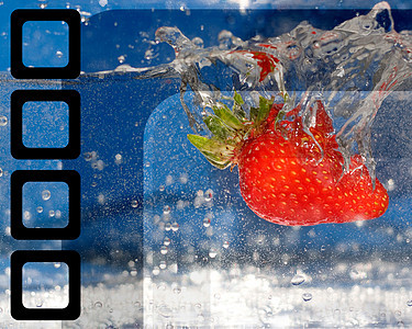 草莓喷洒气泡蓝色涟漪浆果运动水果营养食物饮食液体图片