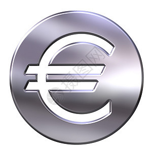 3D银色欧元价格交换现金商业货币反射合金插图令牌圆形图片