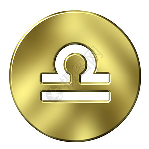 天秤反射圆圈按钮黄色八字金子艺术金属圆形插图图片