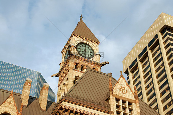 多伦多旧市政厅日落旅游城市摩天大楼市政厅历史历史性建筑建筑学市中心图片